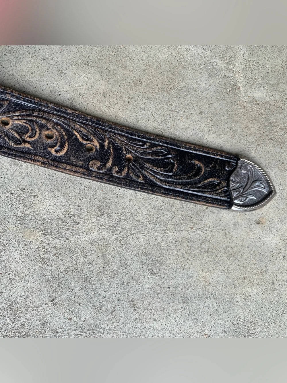 Vintage Tony Lama Brown Western Leather Belt w/o buckle
